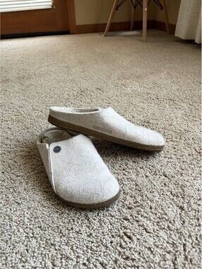 Birkenstock Women's Zermatt Shearling Light Cream Wool Felt Slippers Sz 37 US 6
